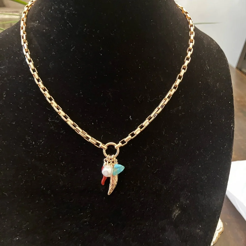 Claire's Gold Necklace with Colorful Charms